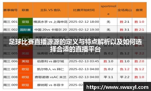 足球比赛直播源源的定义与特点解析以及如何选择合适的直播平台